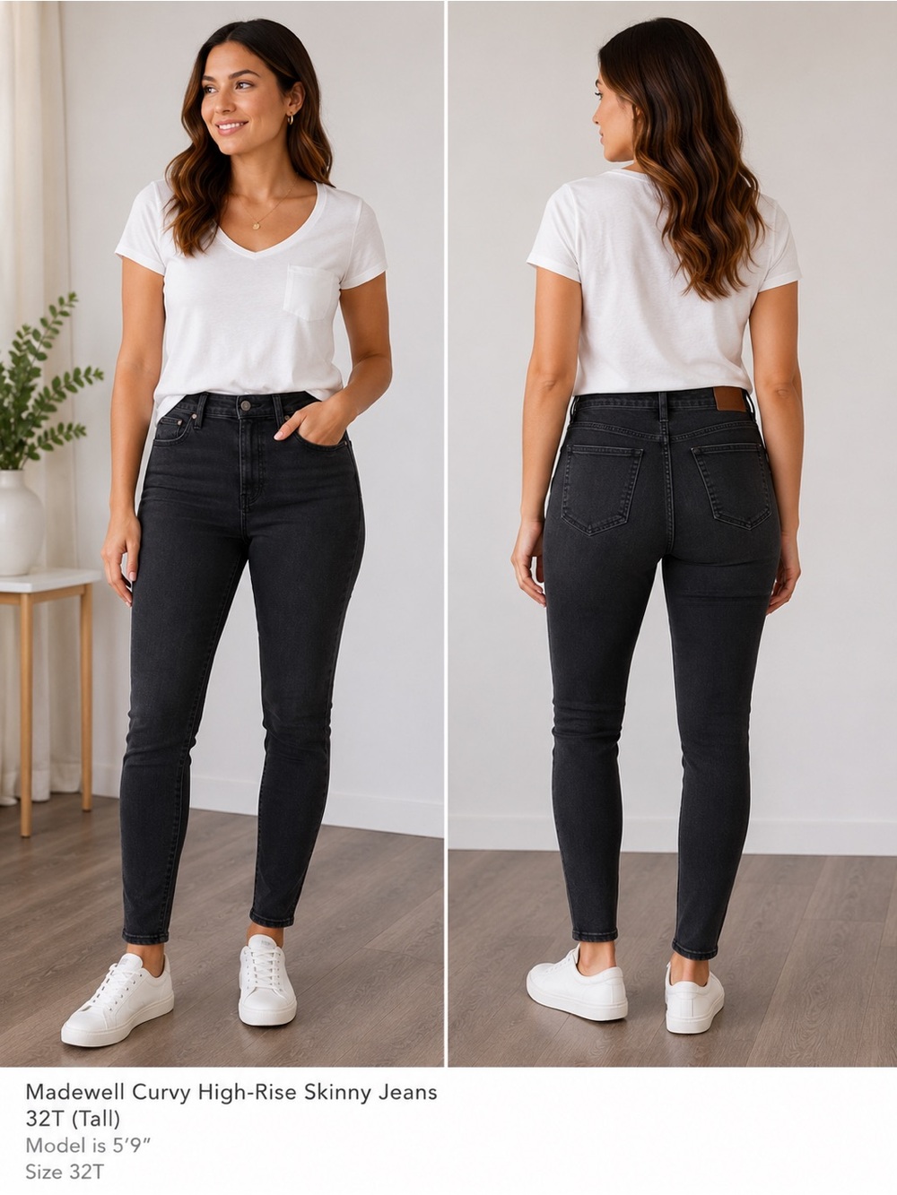 Madewell Curvy High-Rise Skinny Jeans Black Size 32T Tall